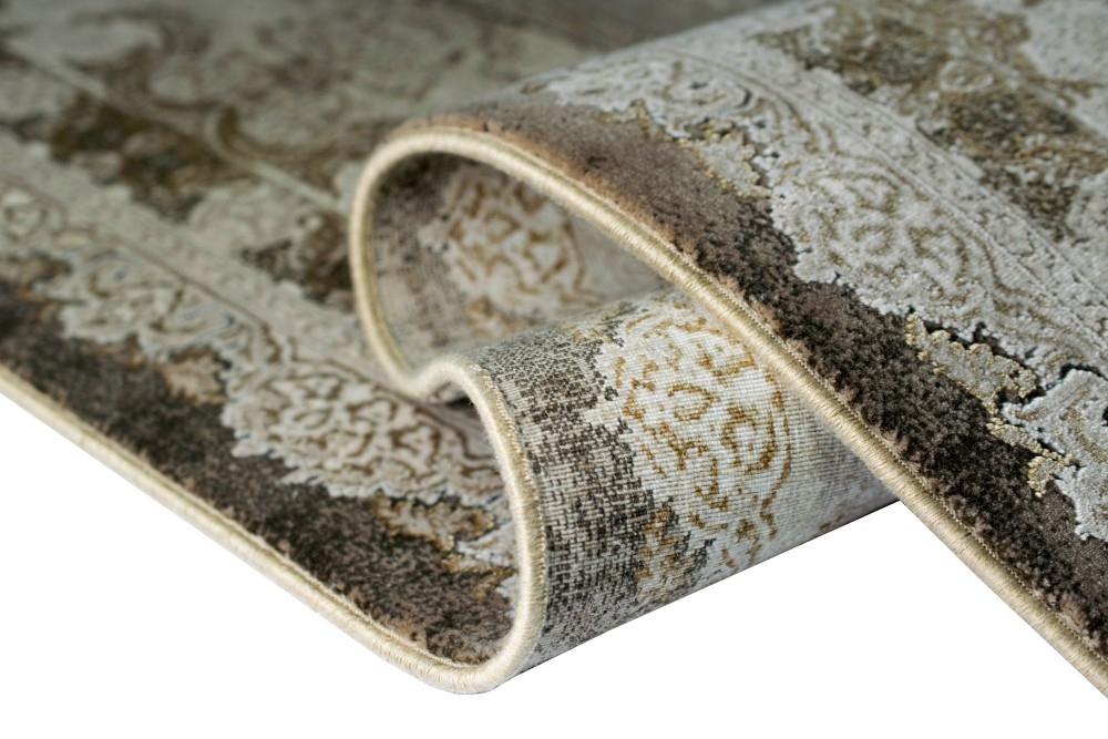 Teppich Luxus Designerteppich Wollteppich beige braun