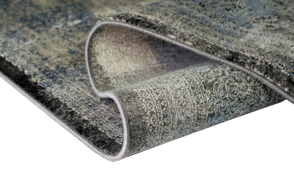 Teppich orient Designerteppich Wollteppich grau blau