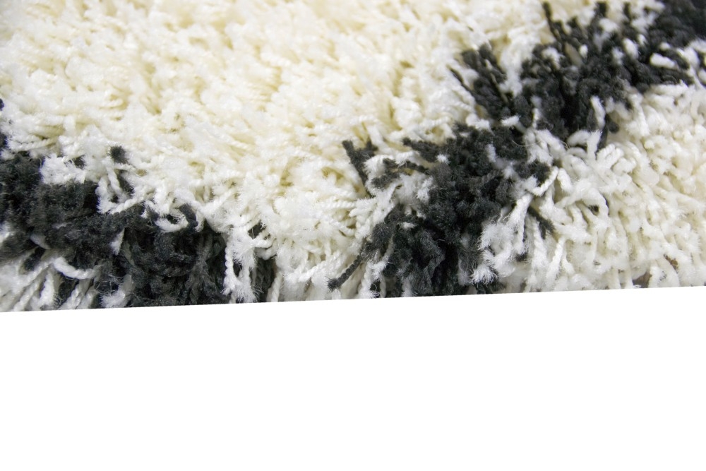 Carpetia Shaggy Teppich Wohnzimmerteppich Hochflor Langflor Rauten Creme Schwarz Gr/ö/ße 80x150 cm