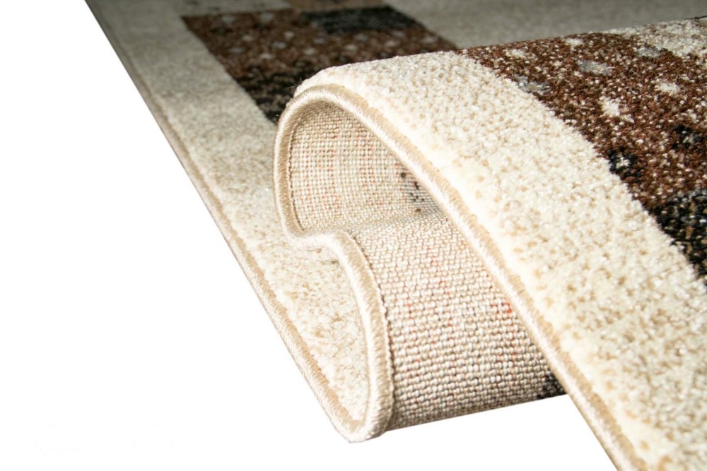 Designer Teppich Moderner Teppich Wohnzimmerteppich Bordüre beige creme türkis