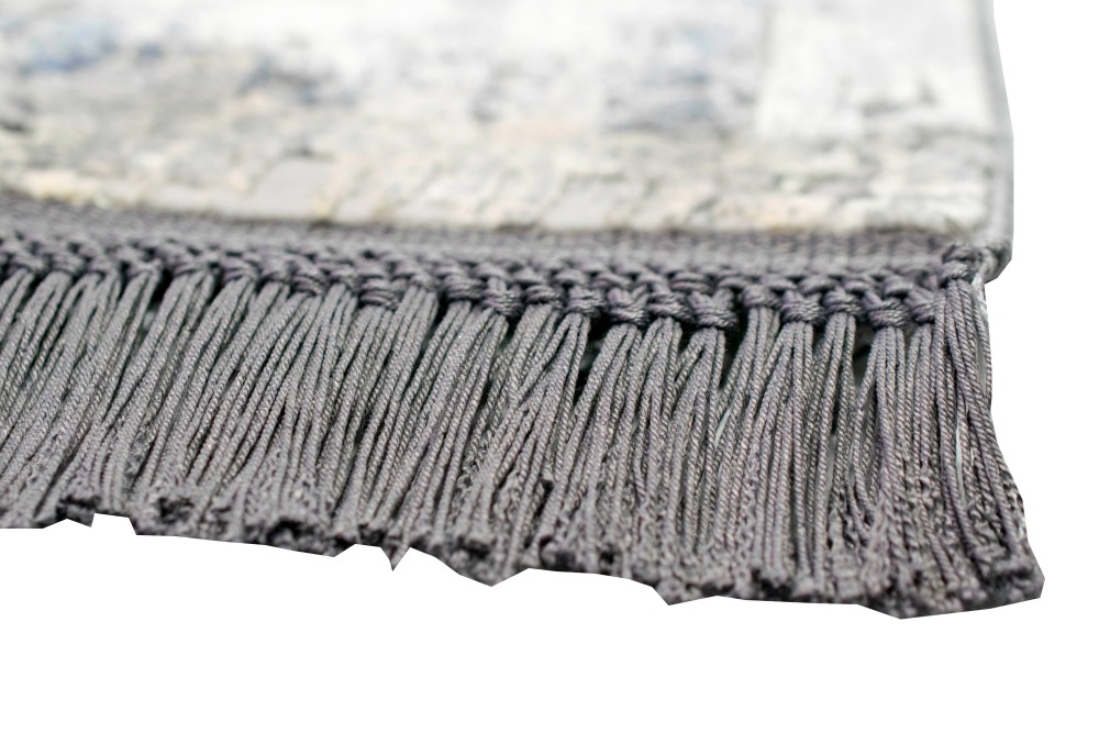 Teppich Luxus Designerteppich Wollteppich Paisley Muster grau blau