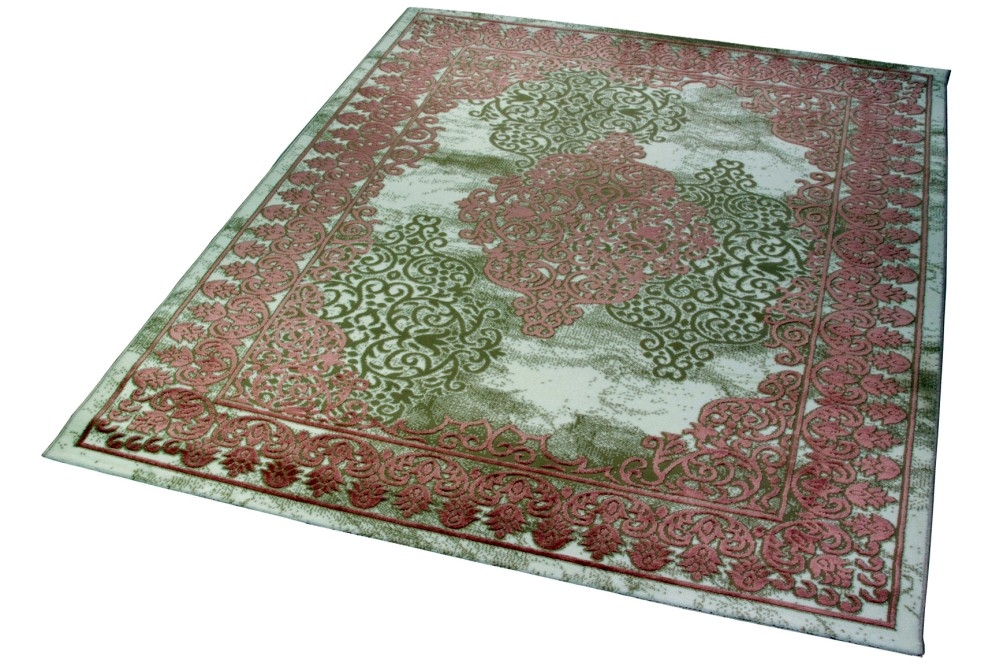 Teppich Wohnzimmerteppich Vintage Ornamente rosa beige