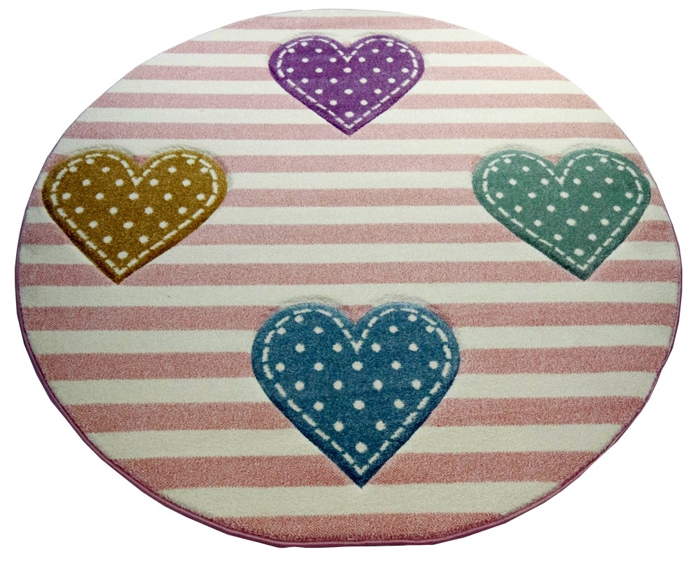 Kinderteppich Spielteppich Babyteppich Mädchen mit Herz rosa lila grün blau