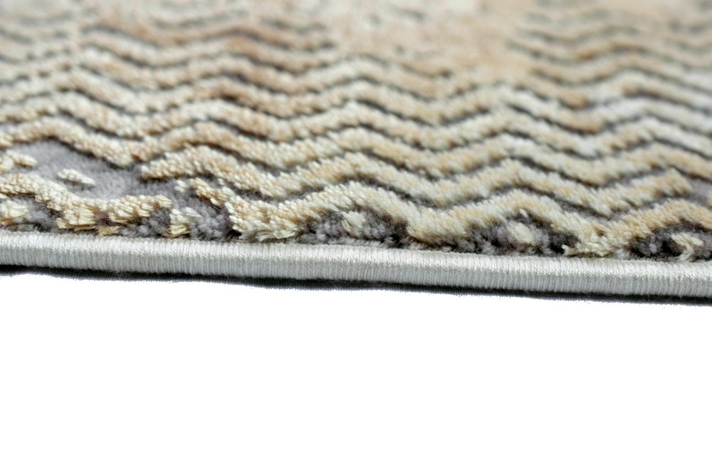 Wollteppich Luxus abstrakt aus Naturfasern in beige grau creme
