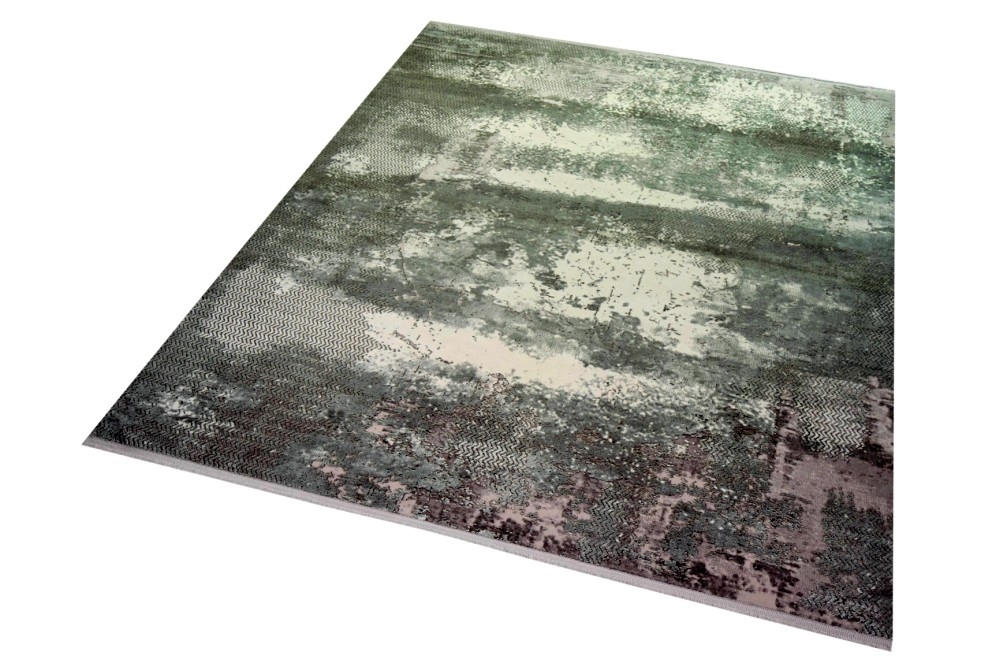 Wollteppich Luxus Teppich abstrakt mit Naturfasern grau creme