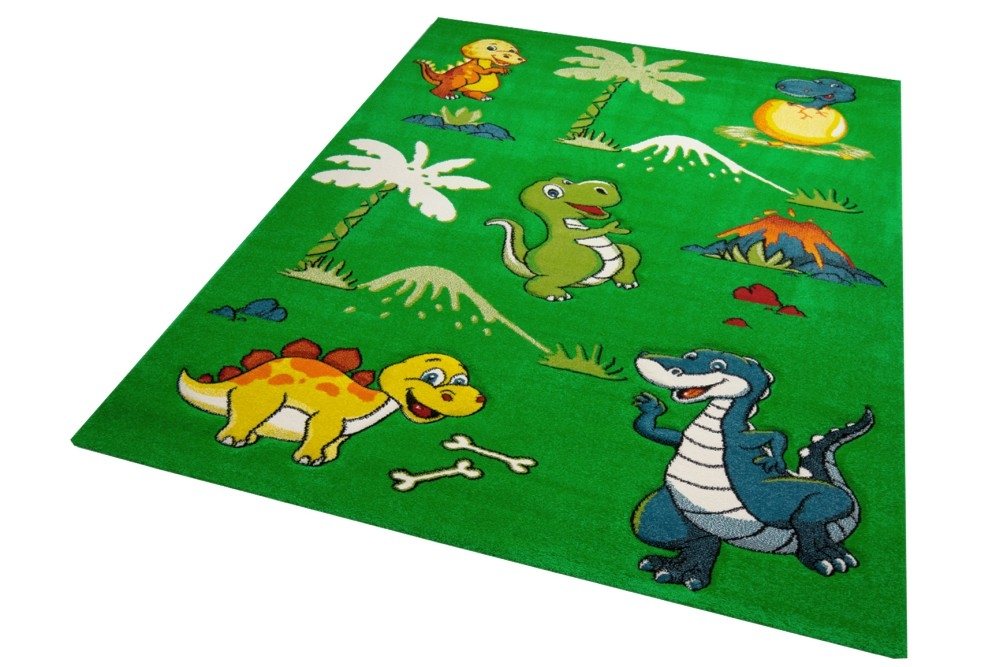 Kinderteppich Dinosaurier Kinderzimmerteppich Dinos grün