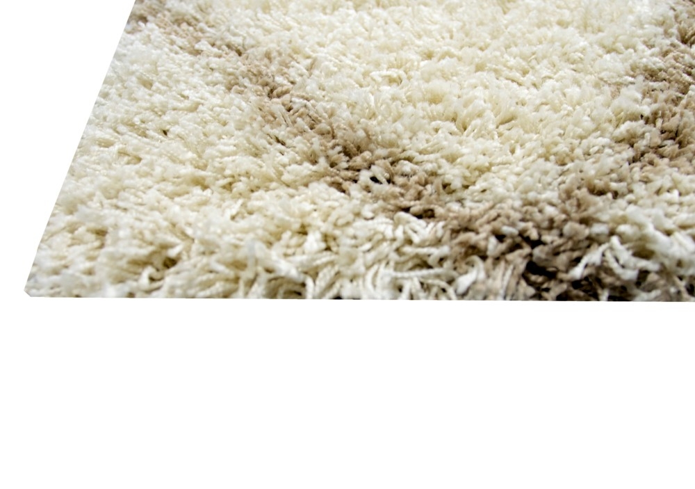 Shaggy Teppich Wohnzimmerteppich Hochflor Langflor Rauten creme beige