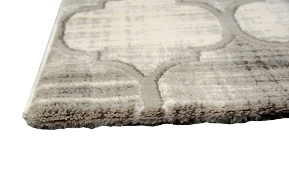 Moderner Teppich Kurzflor Teppich Wohnzimmerteppich grau marokkanisches Muster