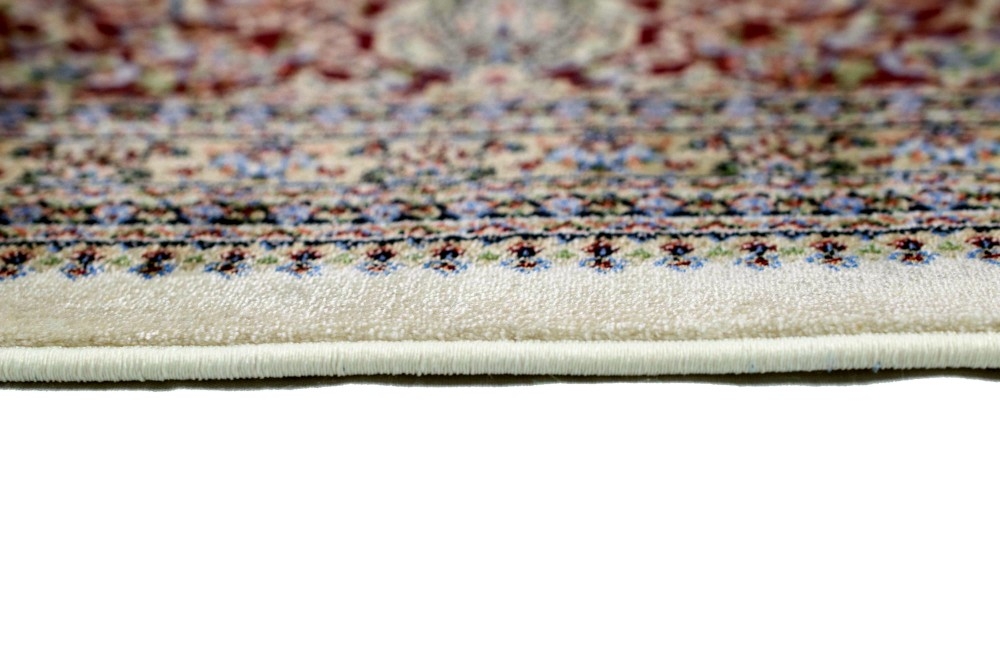 Wollteppich Orientteppich Luxus mit seidigem Glanz in creme rot blau